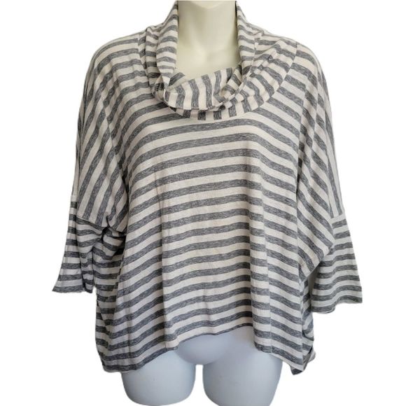 Eileen Fisher Tops - Eileen Fisher Striped Cowlneck Dolman Sleeve Blouse Size Medium